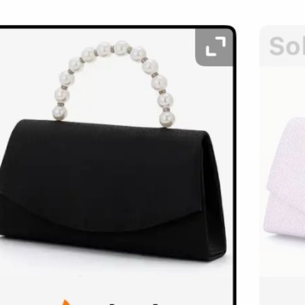 Sophisticated Black Clutch with Pearl Handle